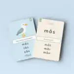 Två pedagogiska kortlekar med fågel och ord för barn.
